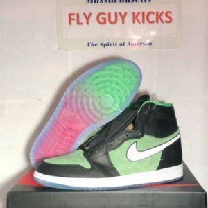 Authentic Nike Air Jordan 1 High Zoom Air Zen Green Black CK6637-002 White Red